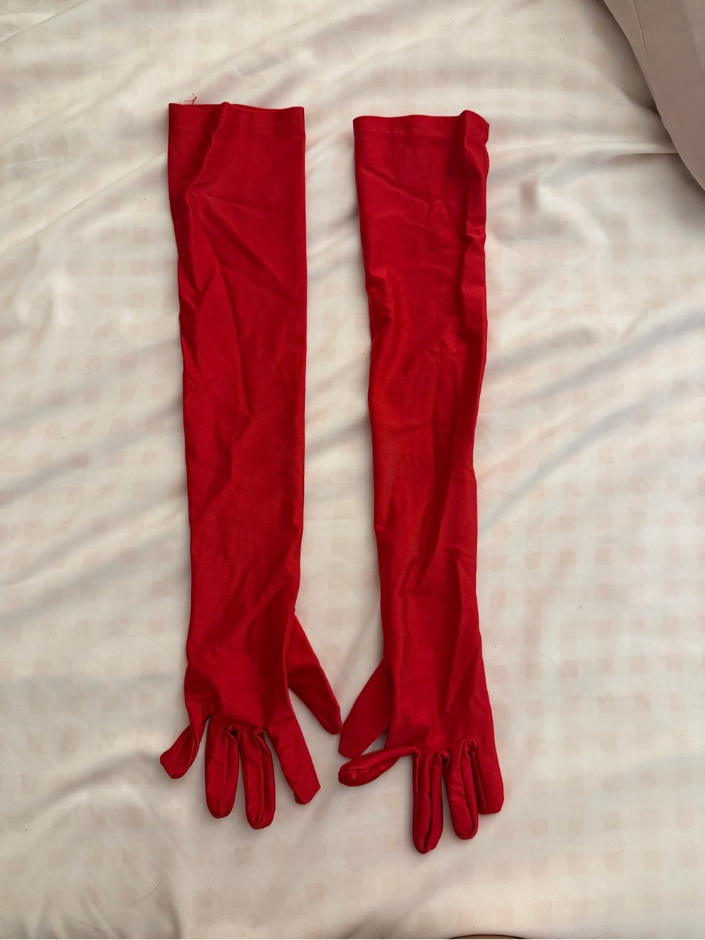 Red Long Satin Opera Gloves for Women